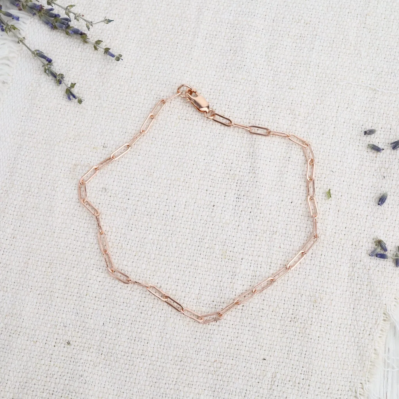 Rose Gold Filled Flat Drawn Cable Chain Anklet