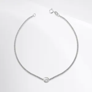 Round Bezel Solitaire Cuban Diamond Bracelet 18kt