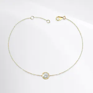 Round Bezel Solitaire Diamond Bracelet 18kt