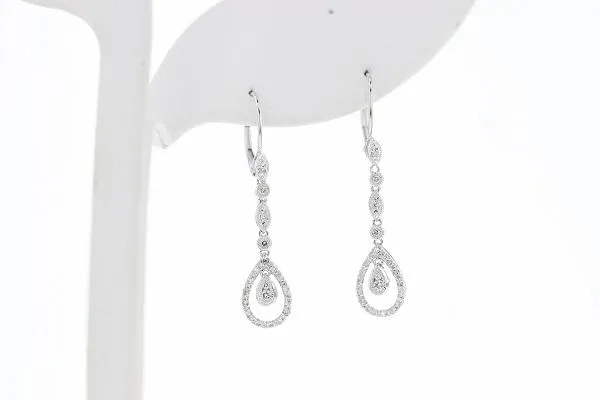 Round Diamond Dangle Earrings 10K White Gold