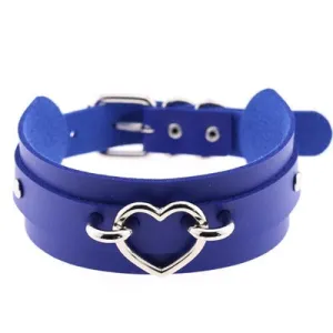 Royal Blue and Silver Heart Choker