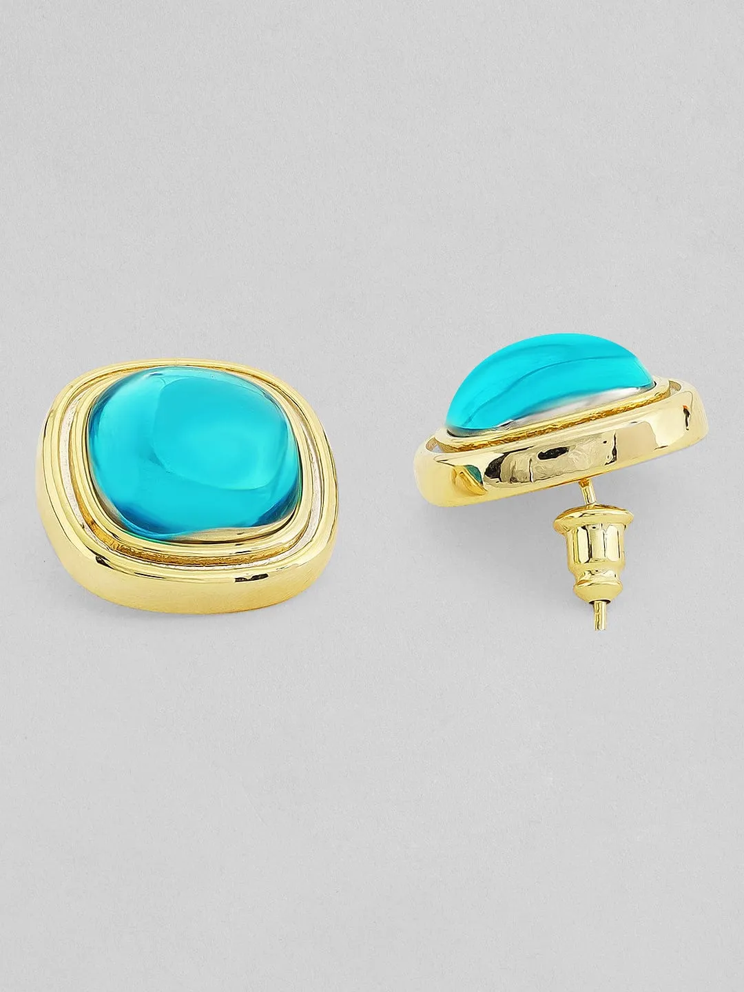 Rubans Voguish Gold-Toned Square Studs Earrings