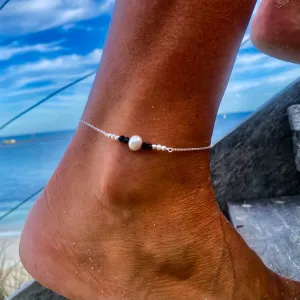 Sea Dreams Pearl Anklet Black Garnet