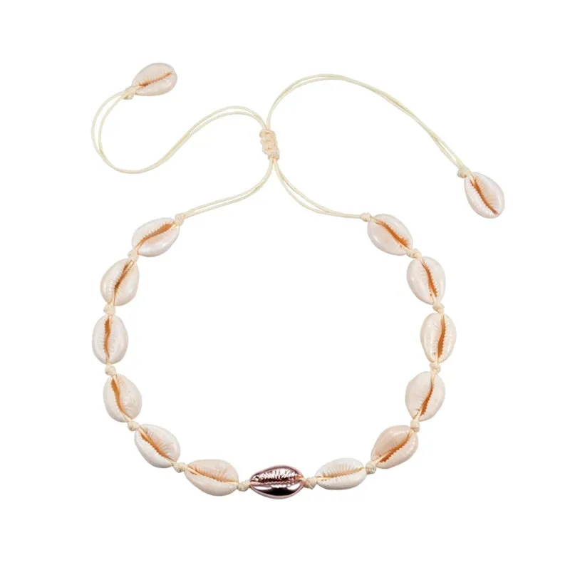 Shell Choker Bohemian Rope Agate Beaded Necklace