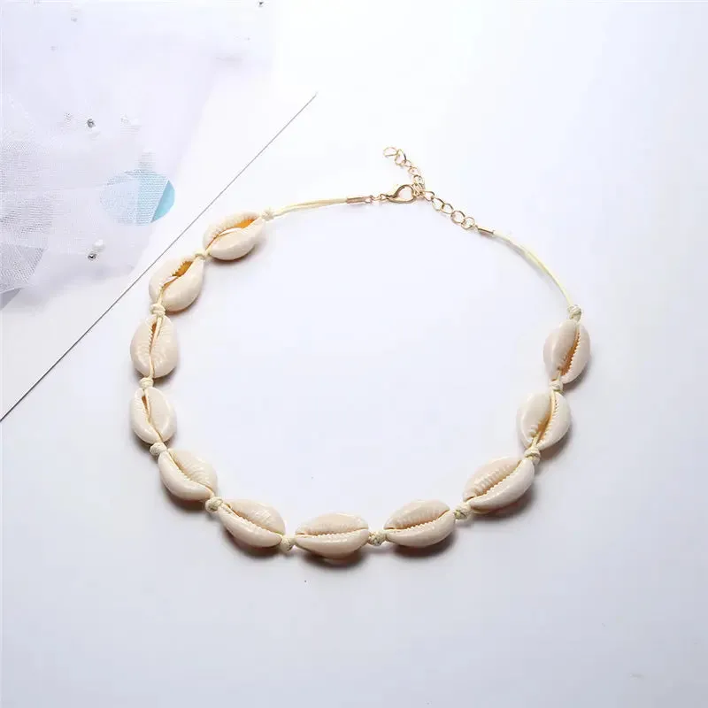 Shell Choker Bohemian Rope Agate Beaded Necklace