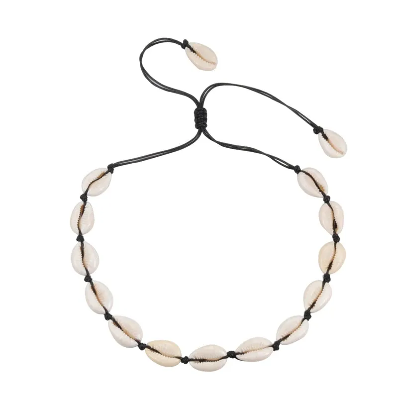 Shell Choker Bohemian Rope Agate Beaded Necklace