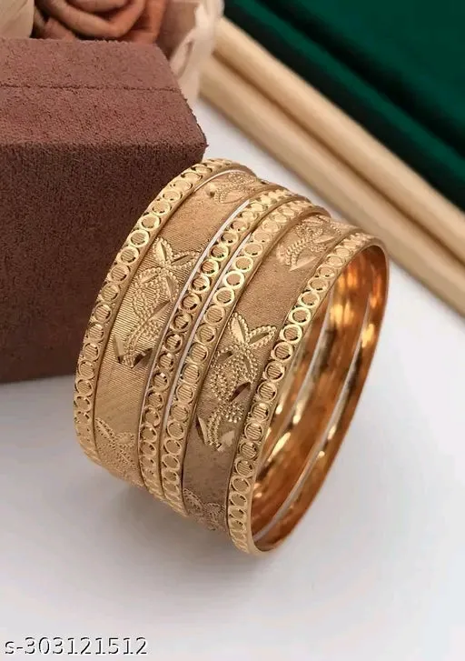 Shimmering Gold Plated Bracelet &amp; Bangle Set (Pack of 6)