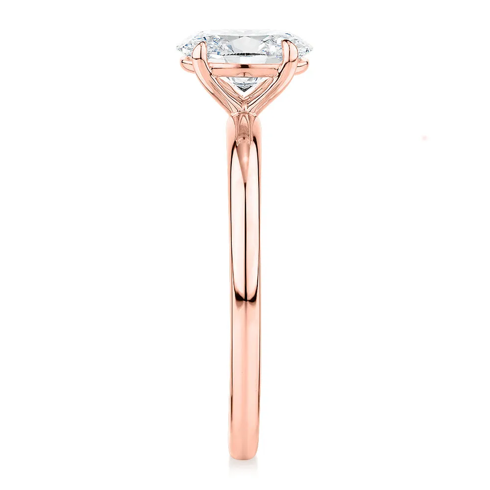 Signature Simulant Diamond 1.00 carat* oval solitaire engagement ring in 14 carat rose gold