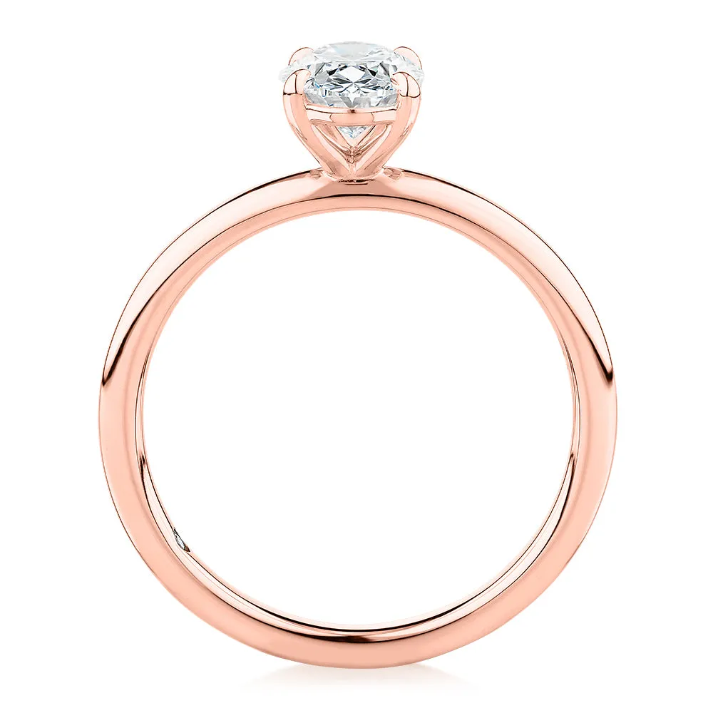 Signature Simulant Diamond 1.00 carat* oval solitaire engagement ring in 14 carat rose gold