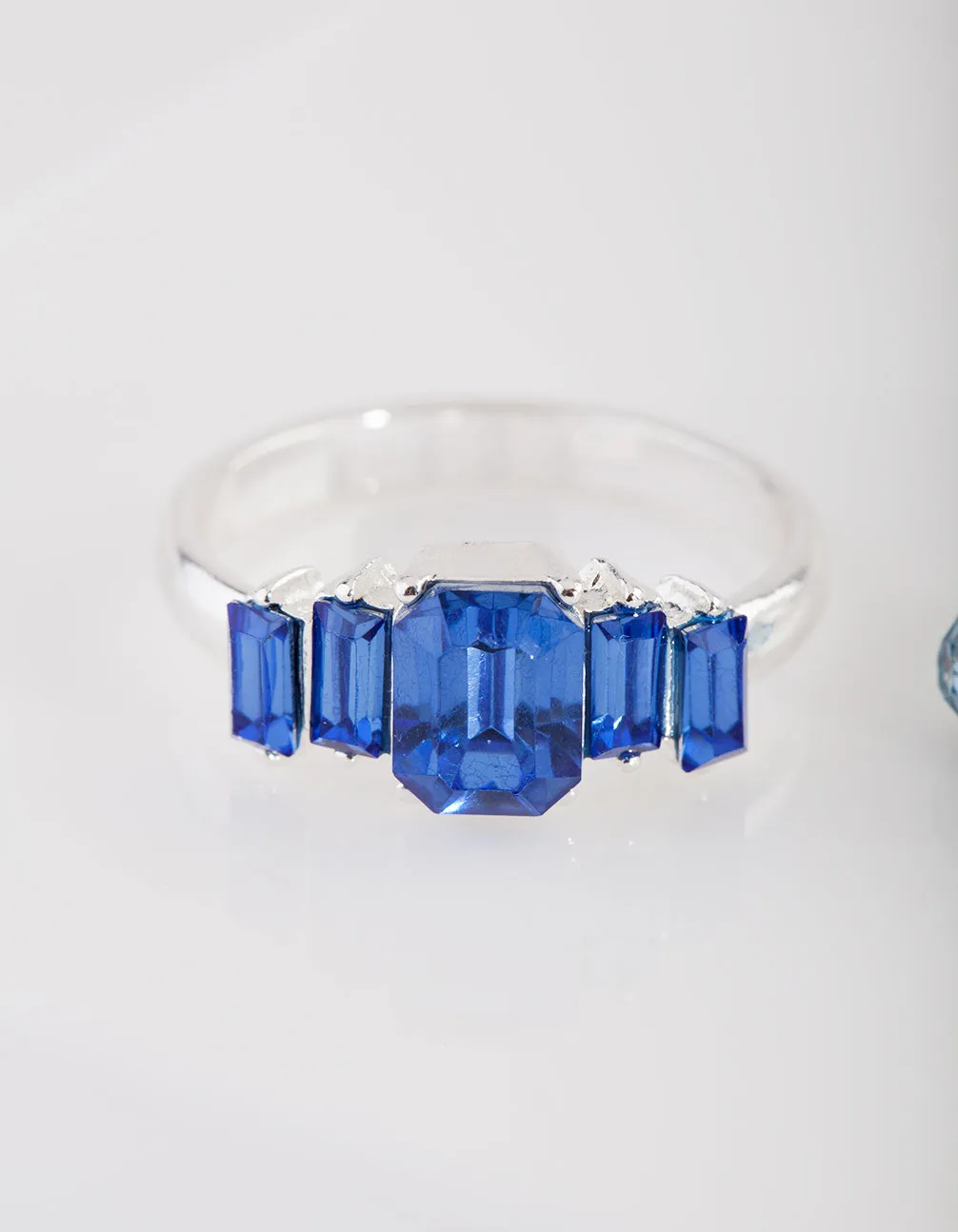 Silver Blue Stone Ring Pack