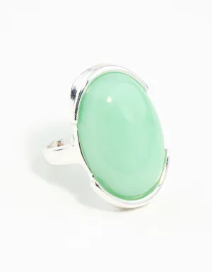 Silver Blue Synthetic Opal Stone Ring