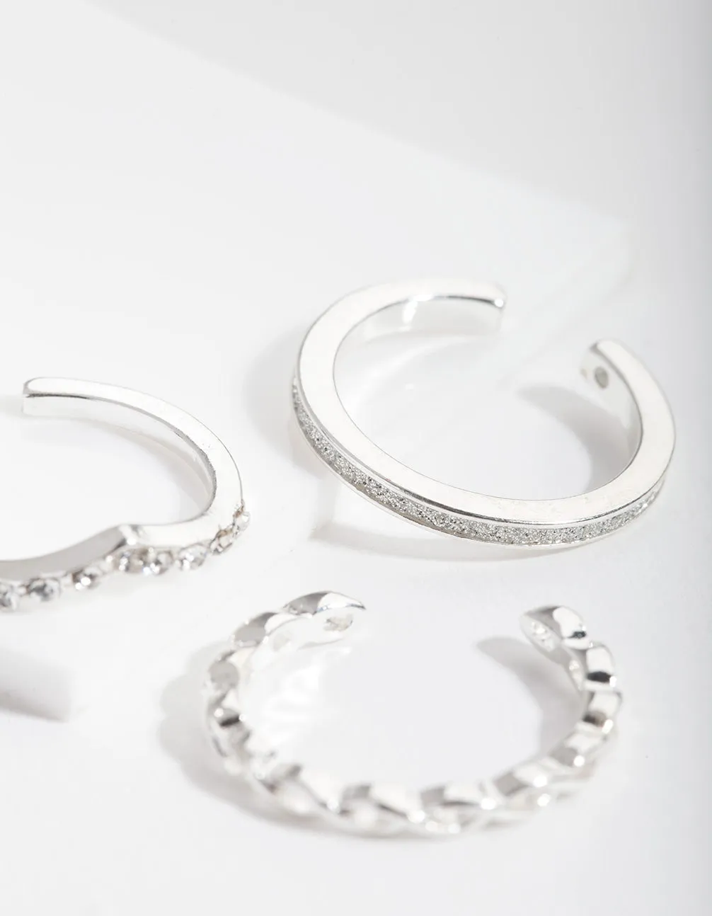 Silver Diamante Band Toe Ring Pack