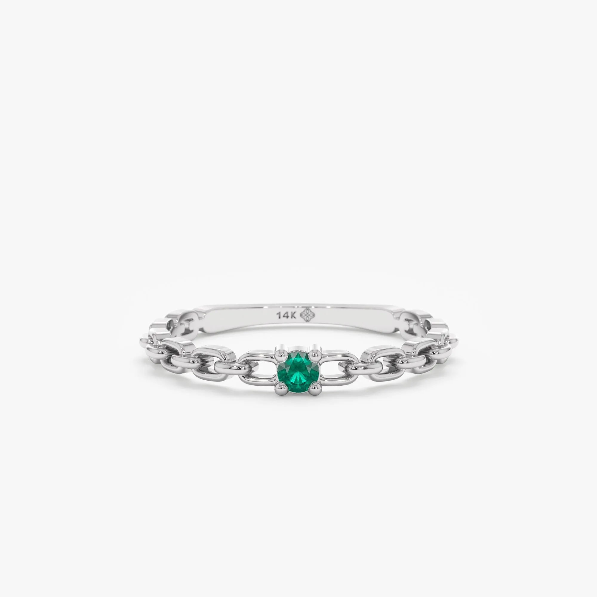 Single Emerald Chain Ring, Brynn