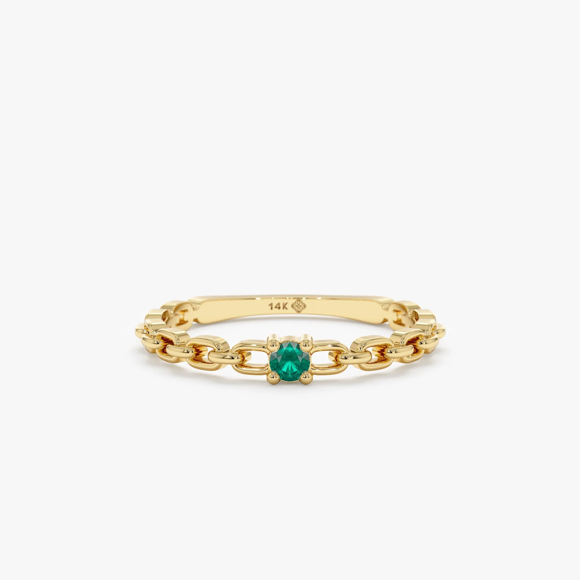 Single Emerald Chain Ring, Brynn