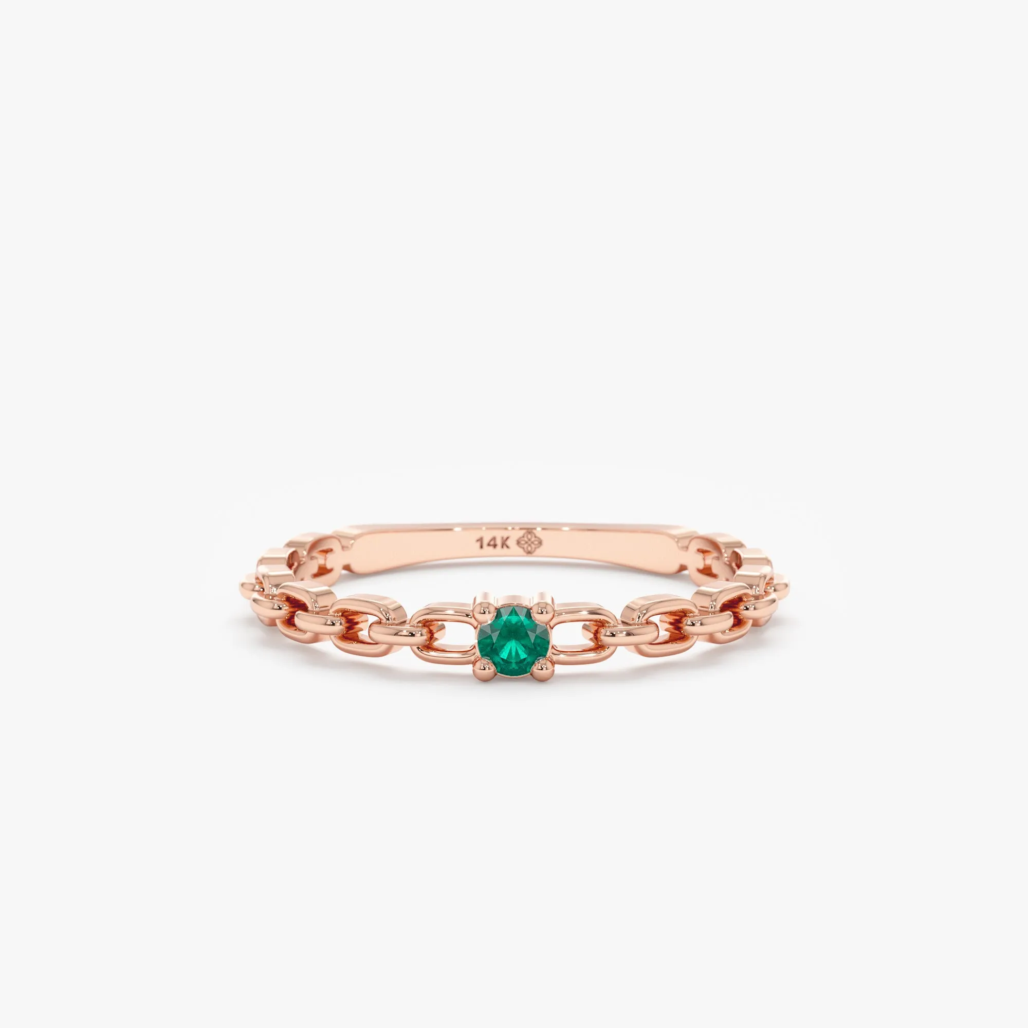 Single Emerald Chain Ring, Brynn