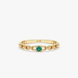 Single Emerald Chain Ring, Brynn