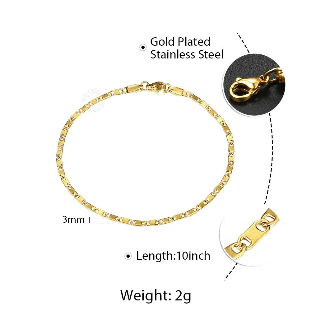 Stainless Steel Link Chain Anklet (Gold Plated)