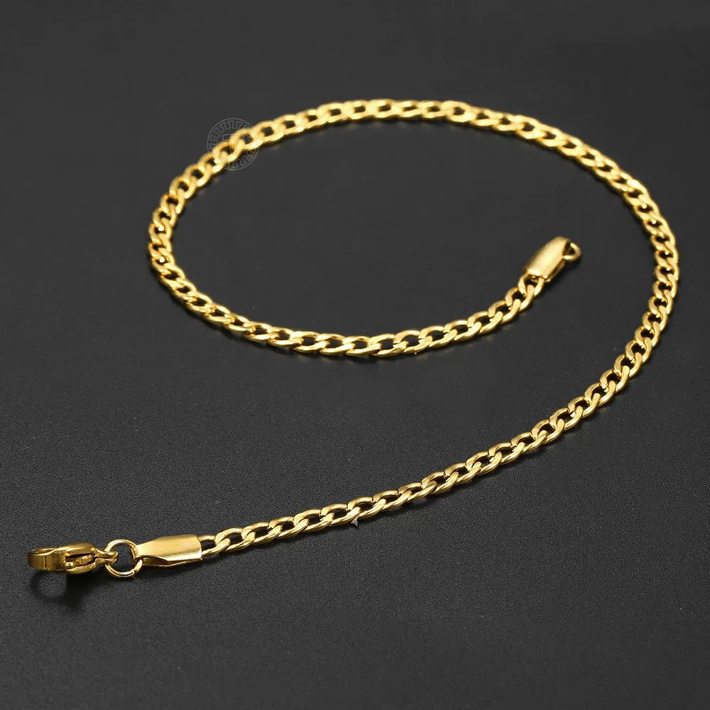 Stainless Steel Link Chain Anklet (Gold Plated)