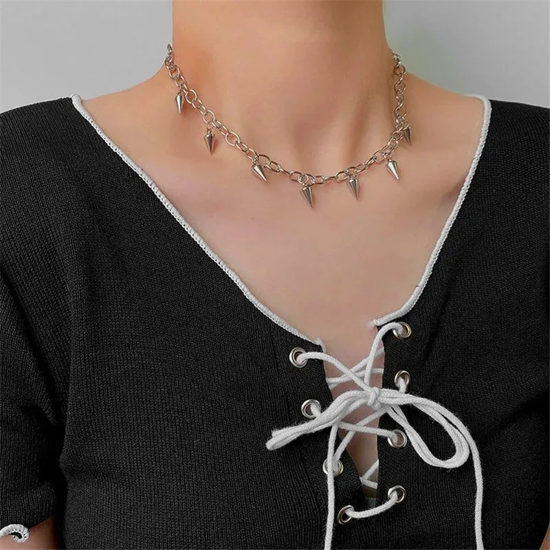 Statement Choker Necklace for Women Silver Color Tassel Fashion Short Necklace Gift For Friend Wholesale Jewelry