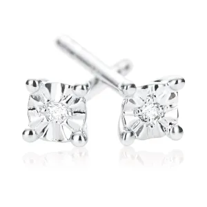 Sterling Silver Diamond Set Stud Earrings