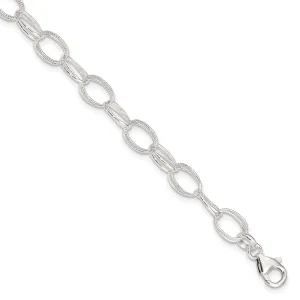 Sterling Silver Fancy Link Anklet