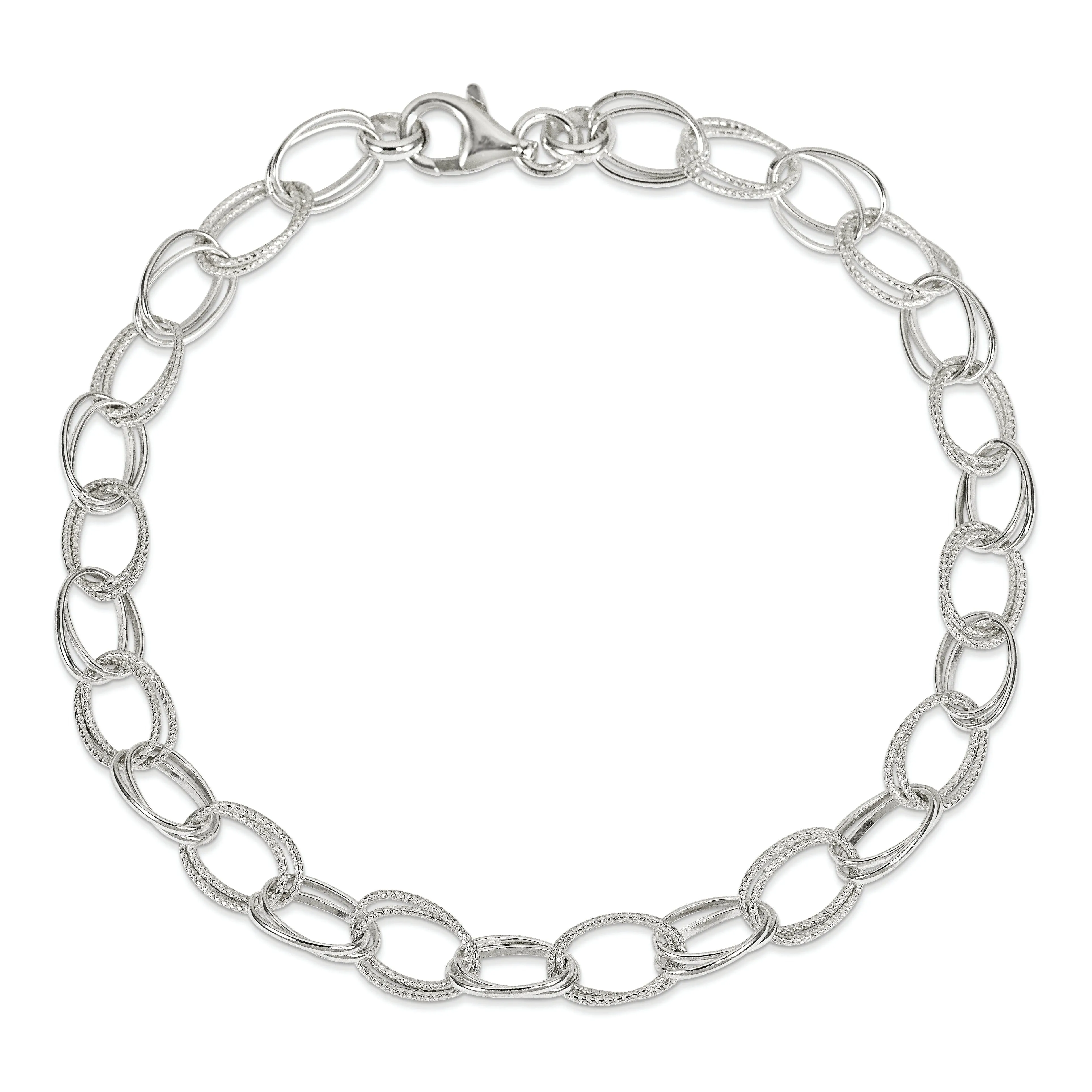 Sterling Silver Fancy Link Anklet