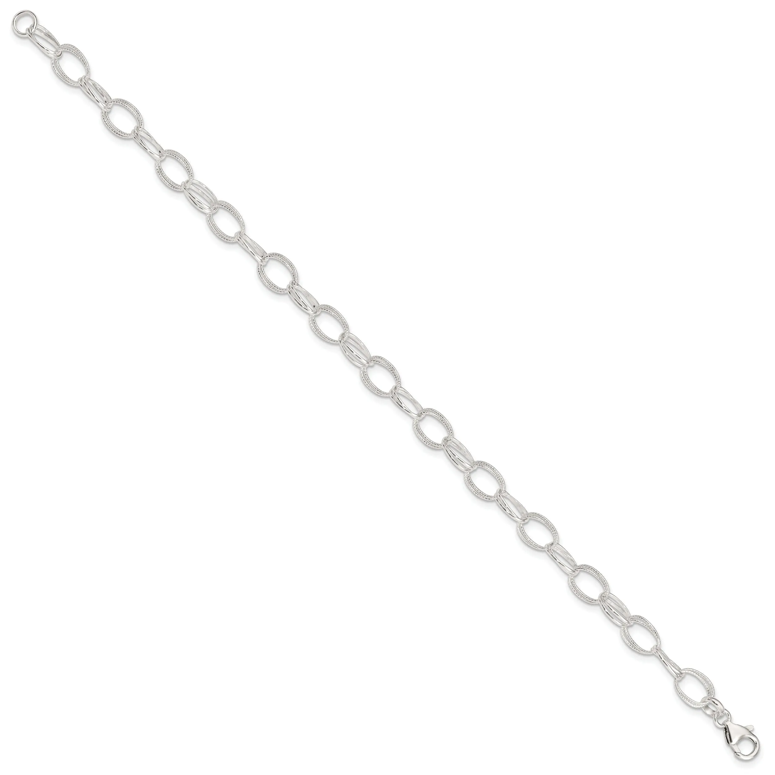 Sterling Silver Fancy Link Anklet