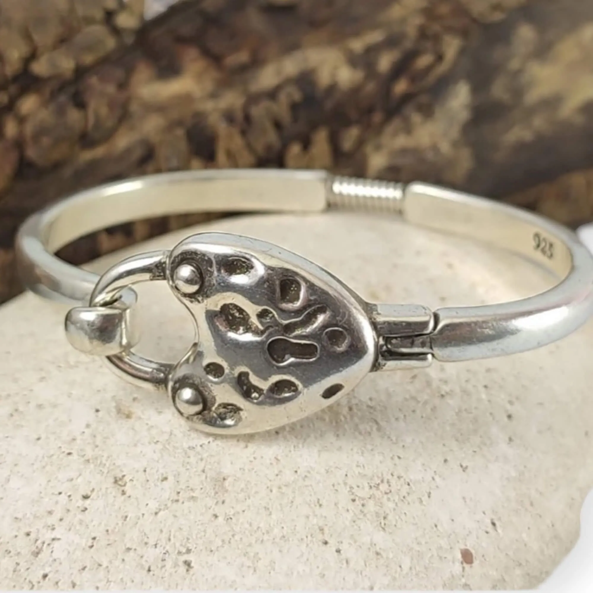 Sterling Silver Heart Bangle Bracelet