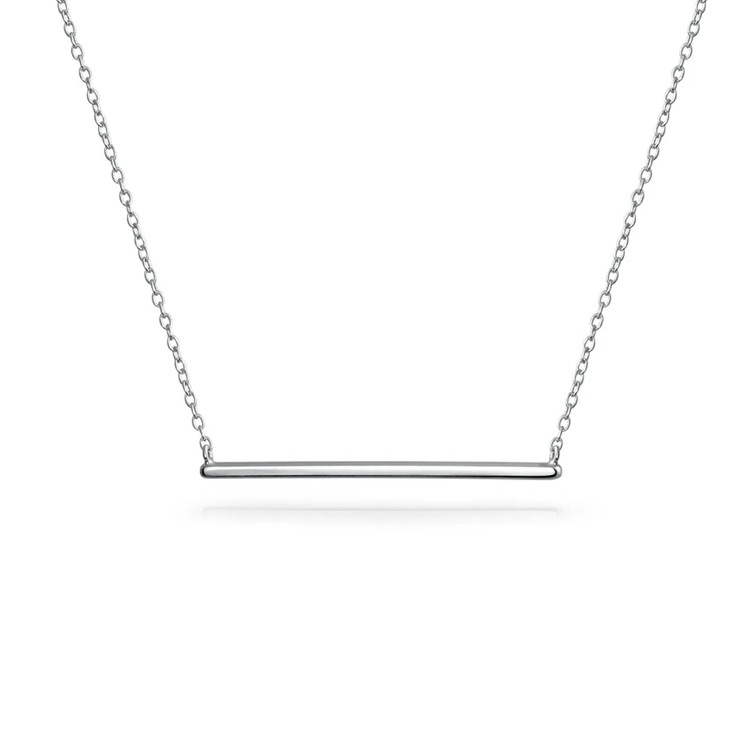 Sterling Silver Modern Bar Pendant Necklace 16in Chain