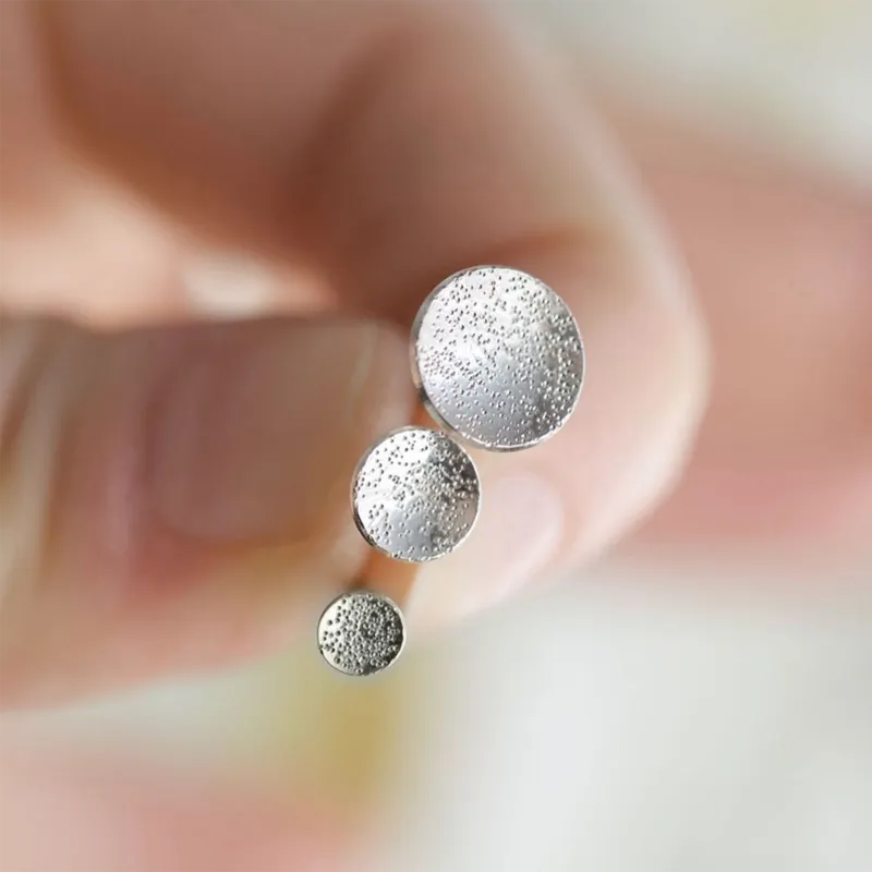 Stud Earrings Circle Dot Diamond Dusted (medium)