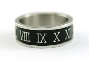 Stylish Roman Number Stainless Steel Ring Band