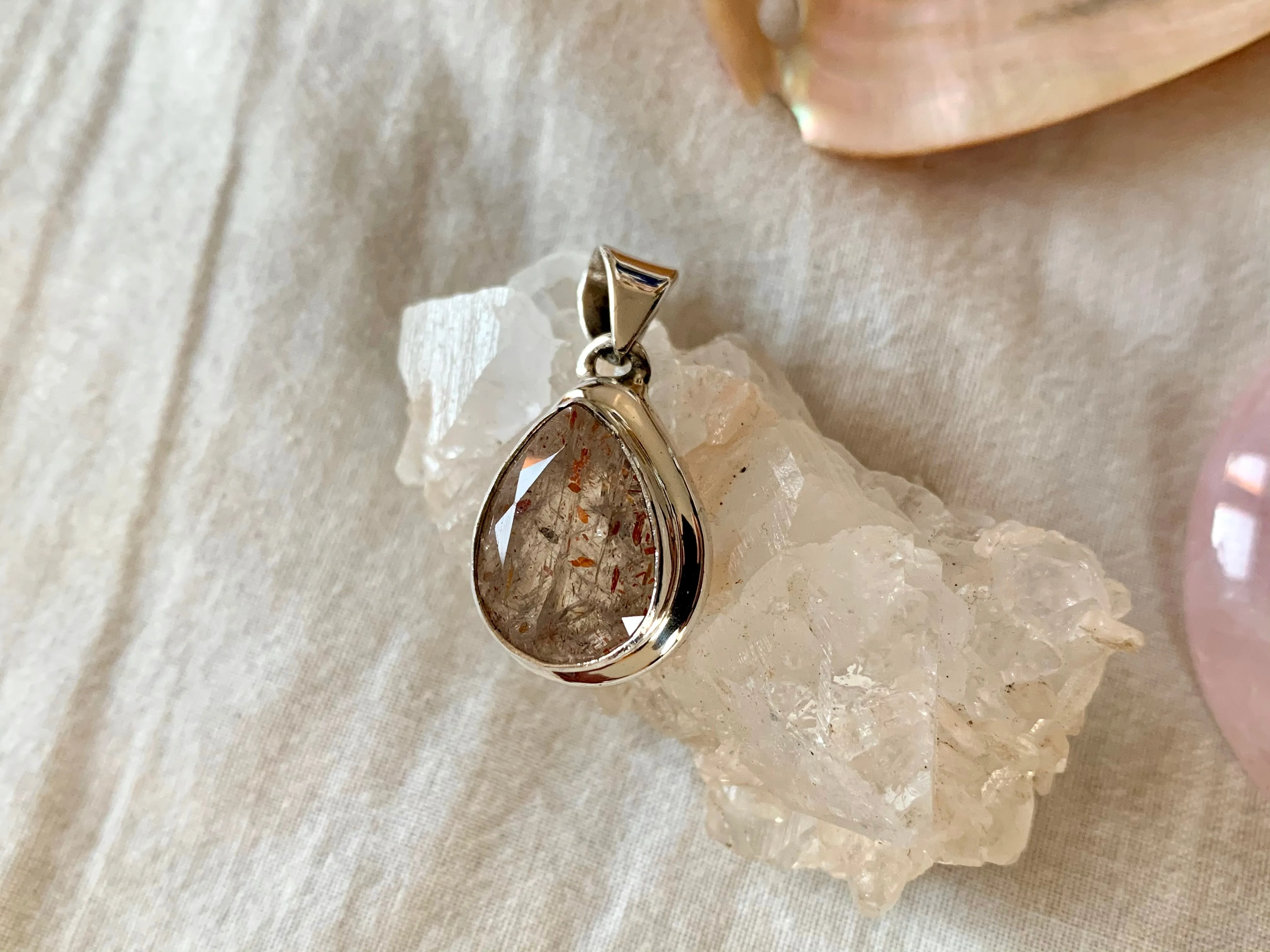 Sunstone Ansley Pendant - Faceted Teardrop