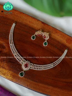 TEAR PENDANT CUTE BRIDAL HASLI - stylish and minimal elegant neckwear with earrings- Zivara Fashion