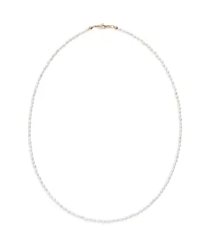 Tiny Beaded 14k Gold Necklace in Pearl