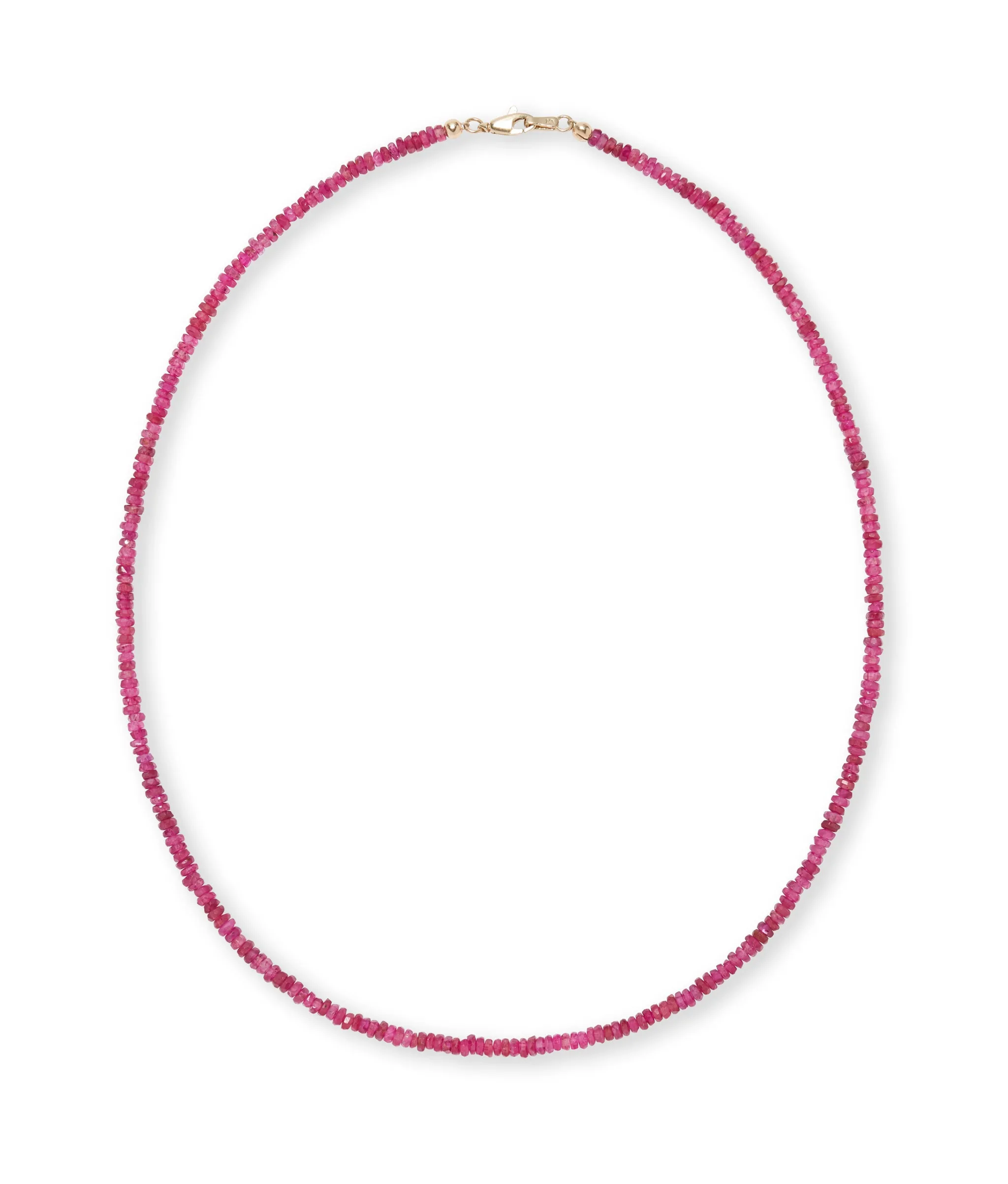 Tiny Beaded 14k Gold Necklace in Ruby