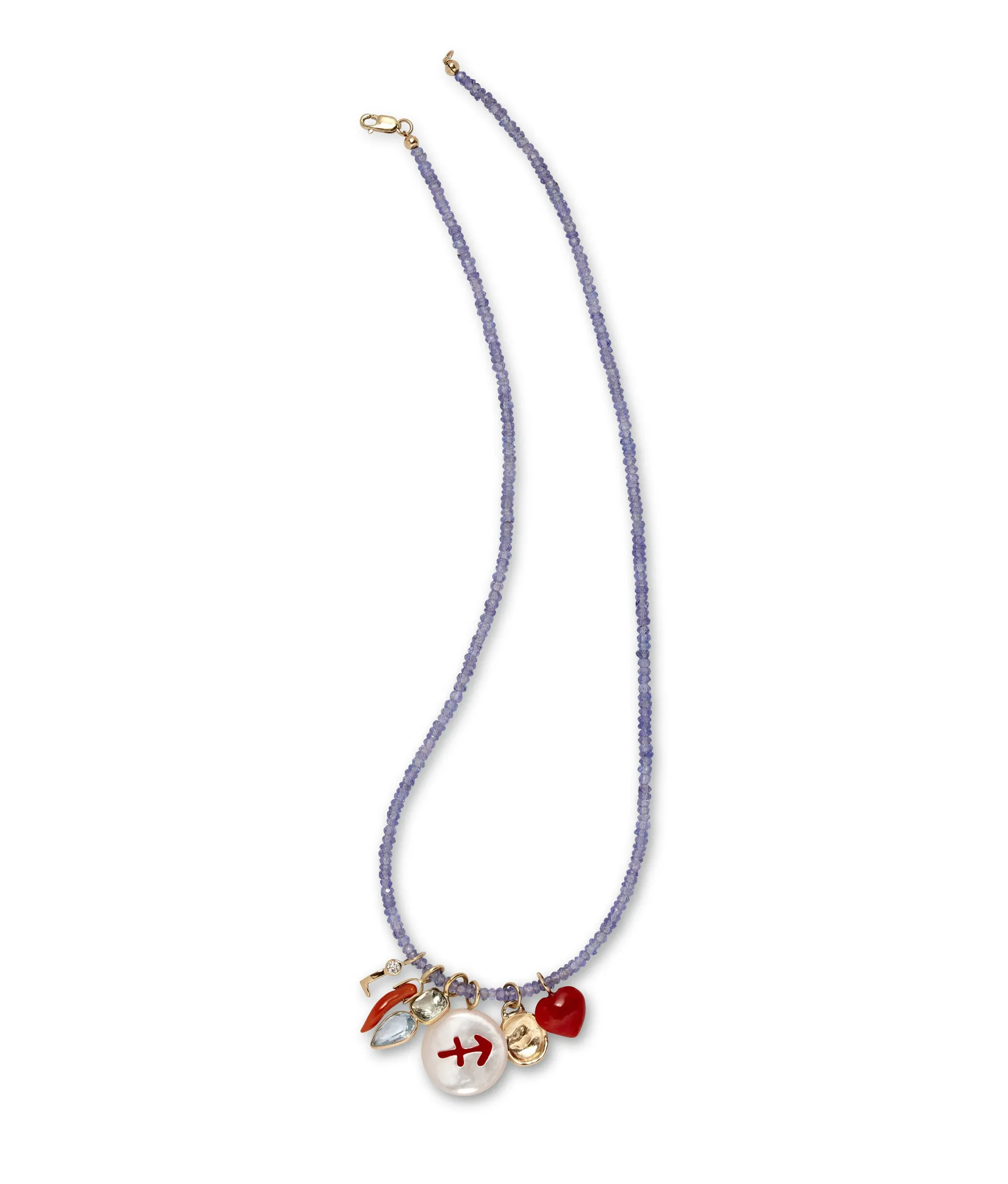 Tiny Beaded 14k Gold Necklace in Tanzanite