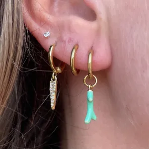 Tiny Turquoise coral Hoops