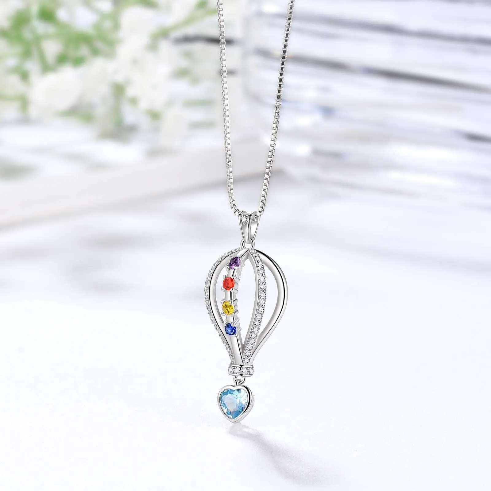 Tokyo Mart Crystal Colorful Hot Air Balloon Heart Pendant Necklace Rainbow Jewelry for LGBT