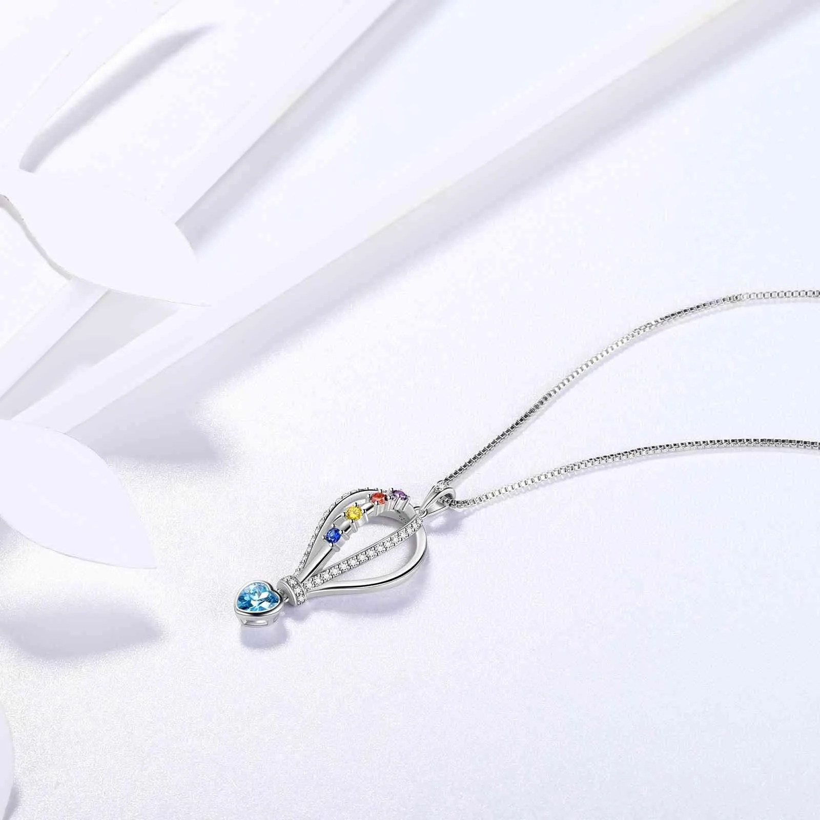 Tokyo Mart Crystal Colorful Hot Air Balloon Heart Pendant Necklace Rainbow Jewelry for LGBT