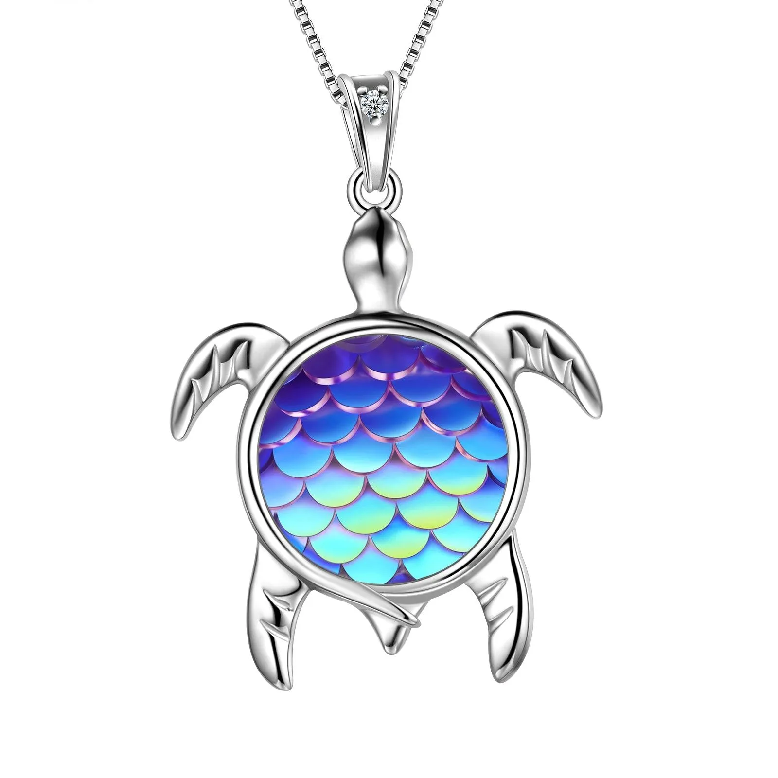 Tokyo Mart Turtle Pendant Charm Necklace Gradient Blue Women Girls Jewelry Birthday Gift