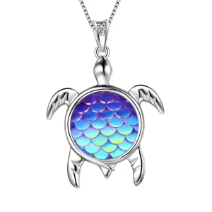 Tokyo Mart Turtle Pendant Charm Necklace Gradient Blue Women Girls Jewelry Birthday Gift