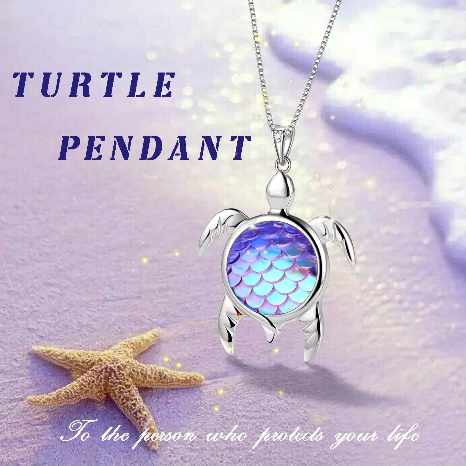 Tokyo Mart Turtle Pendant Charm Necklace Gradient Blue Women Girls Jewelry Birthday Gift