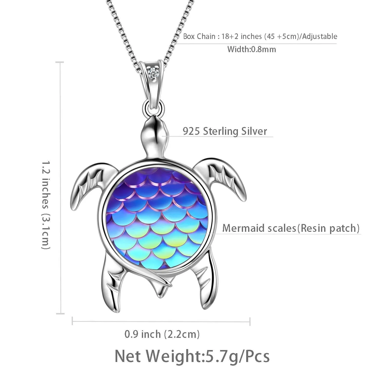 Tokyo Mart Turtle Pendant Charm Necklace Gradient Blue Women Girls Jewelry Birthday Gift