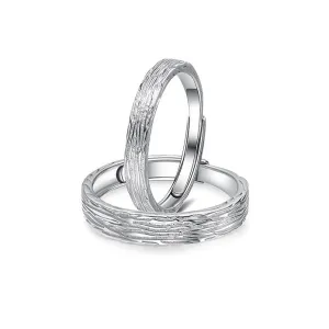 Trees Lines Design Silver Couple Ring