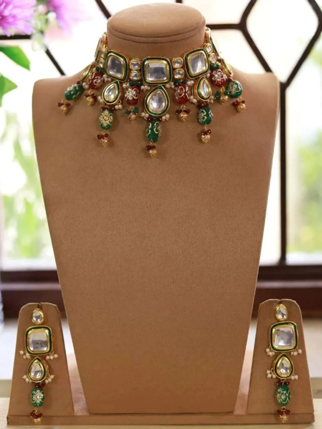 Trendy Elegant Polki Kundan Choker Necklace Set