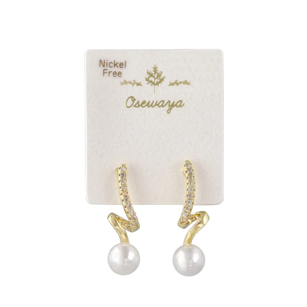 Twisty Pearl End Earrings