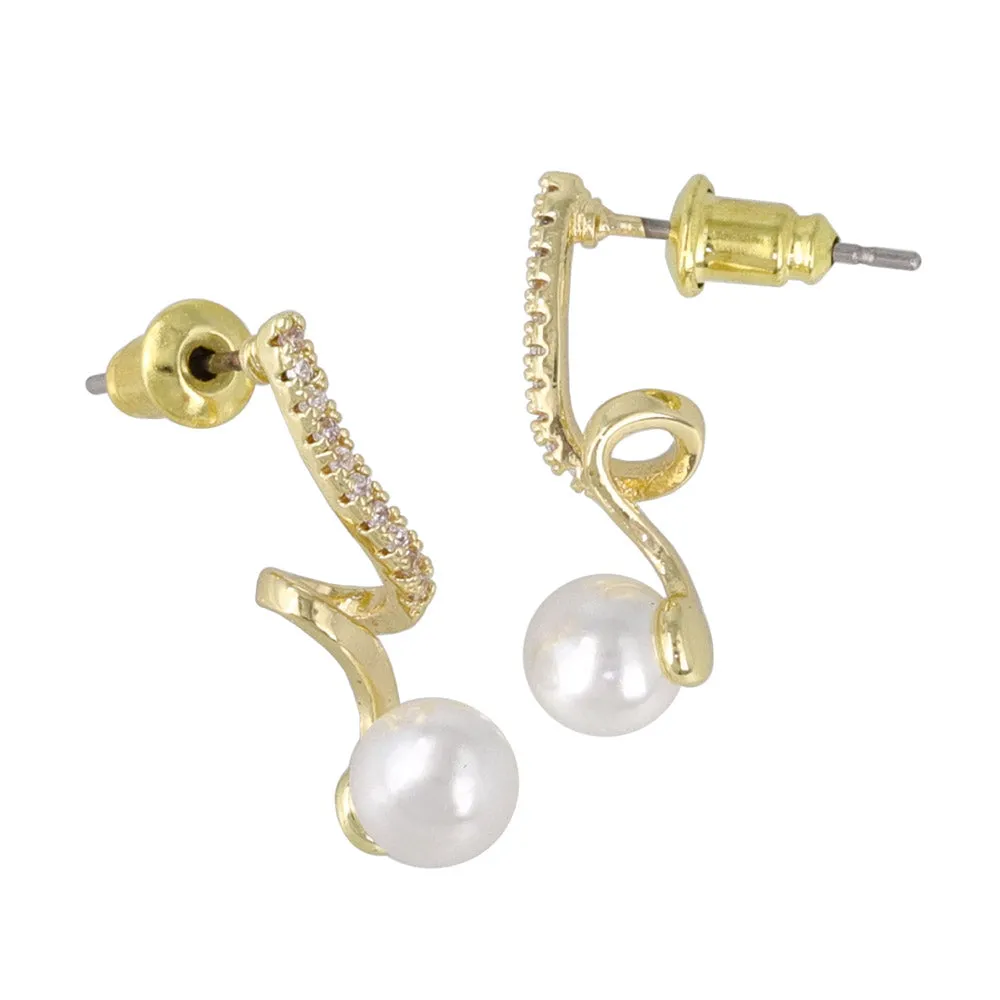 Twisty Pearl End Earrings