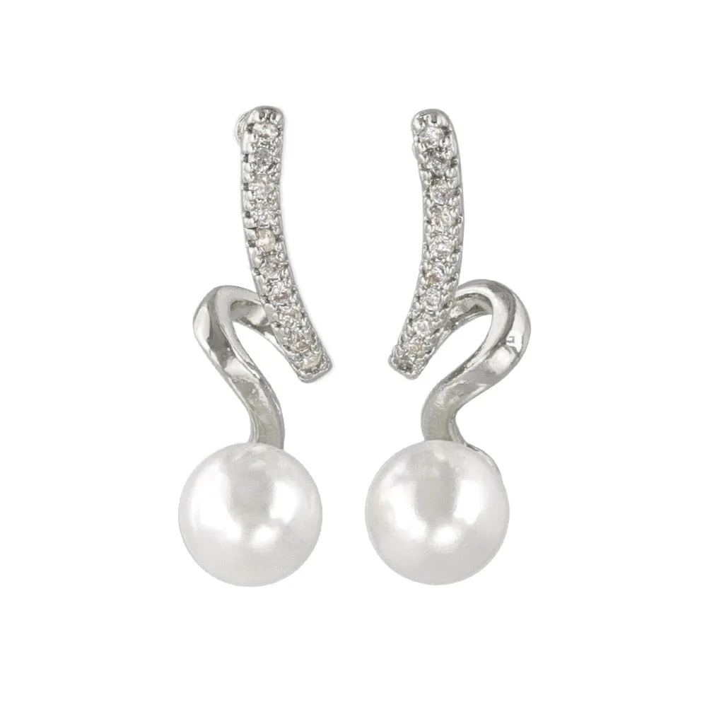 Twisty Pearl End Earrings