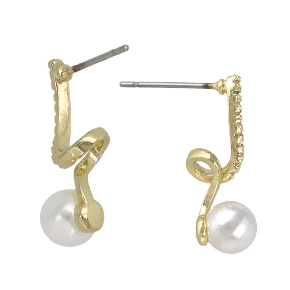 Twisty Pearl End Earrings