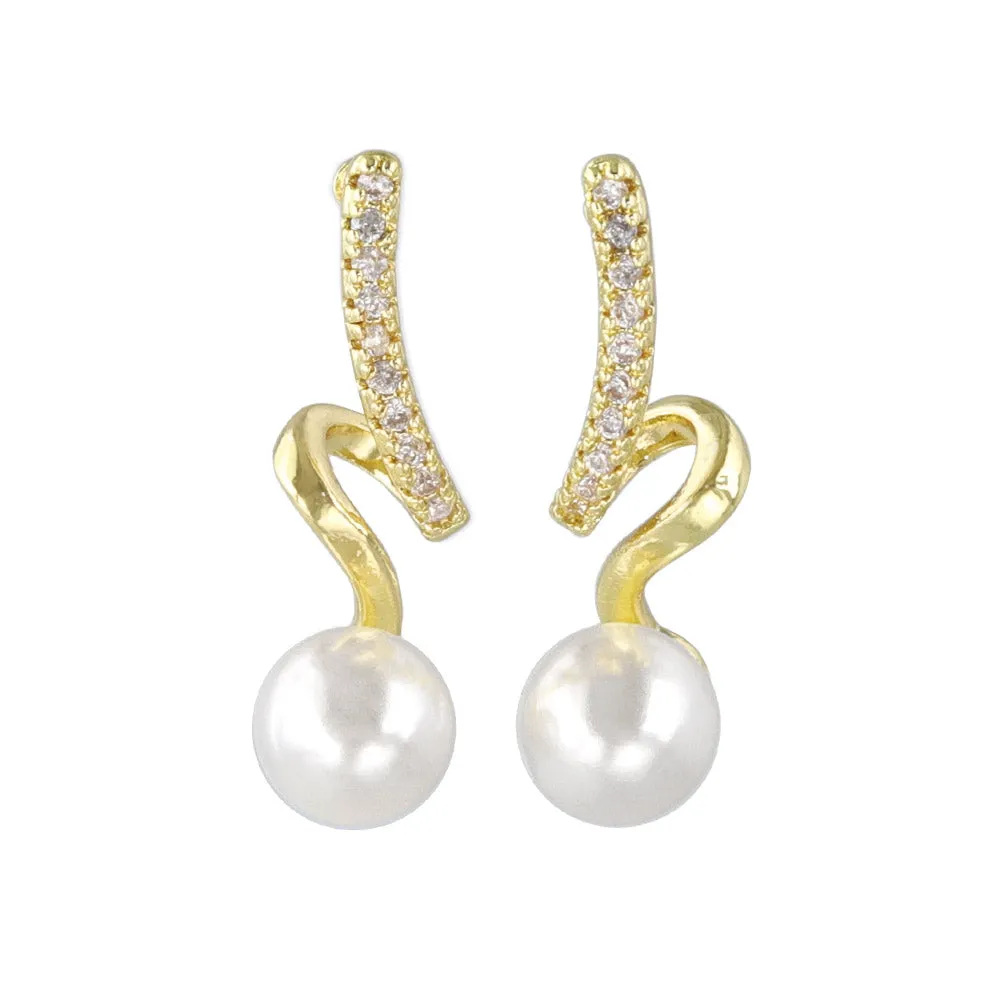 Twisty Pearl End Earrings